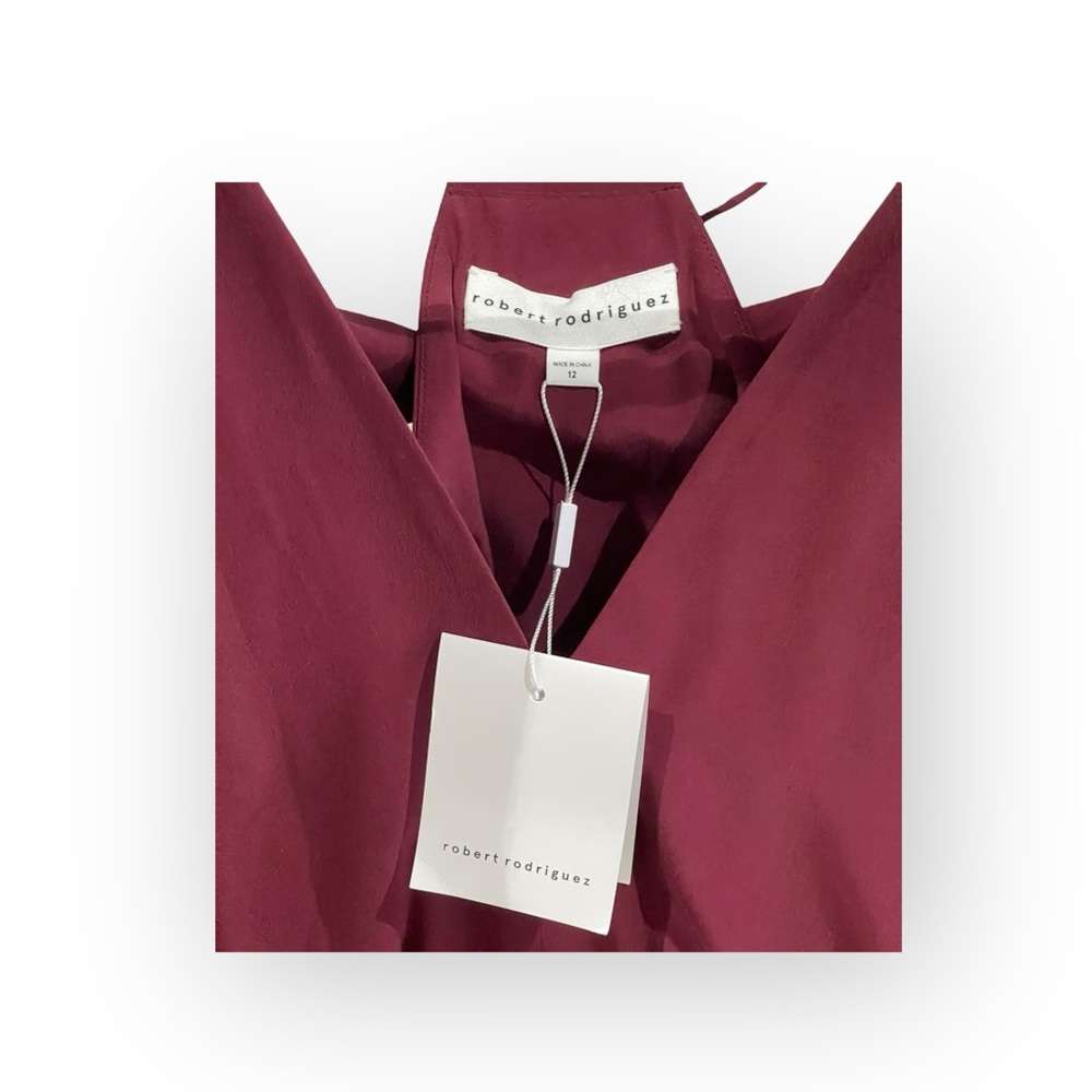 new Robert Rodriguez ✦ Chic Draped Overlay Strappy Silk Cami Top ✦ Wine 12 L XL - Picture 7 of 17